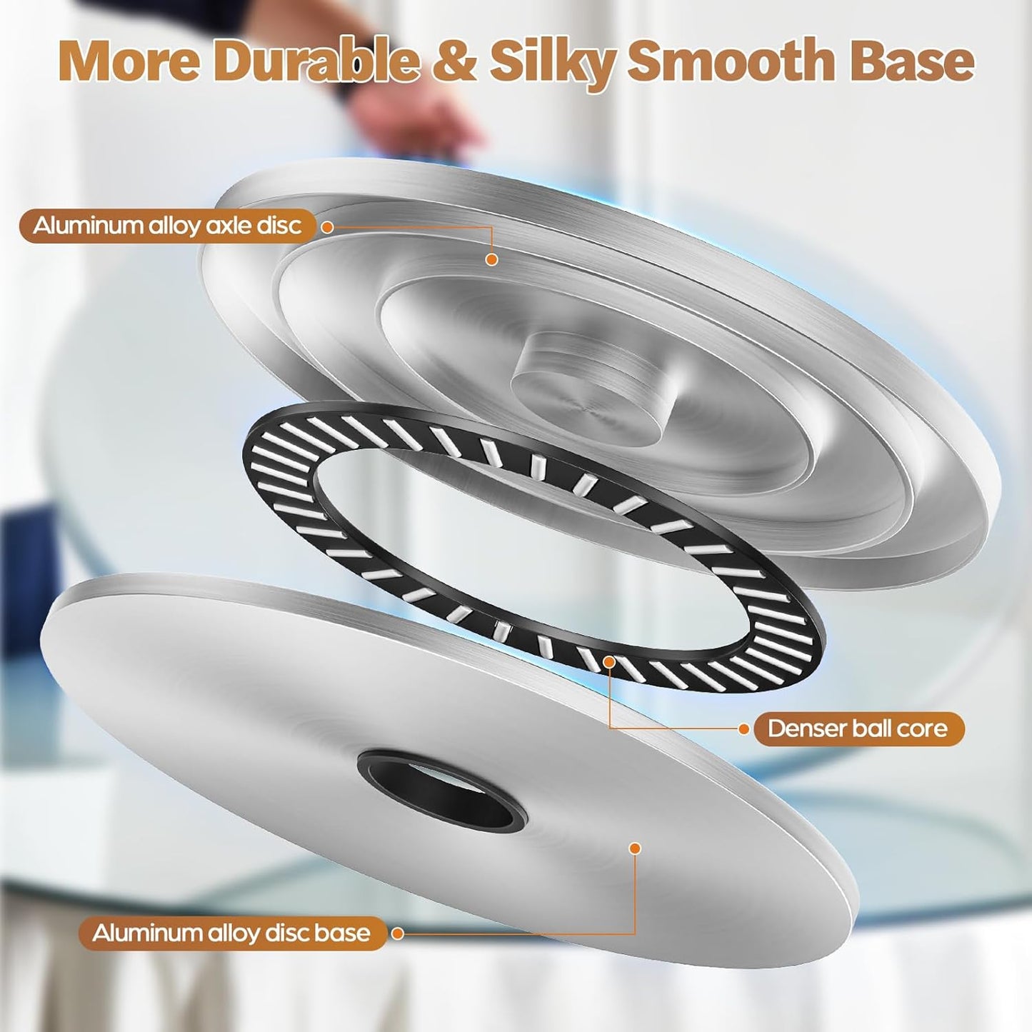 35" Glass Lazy Susan for Dining Table - Tempered Glass Round Clear Tabletop Large Rotating Tray, Silent & Smooth Spin (35inch/90cm)