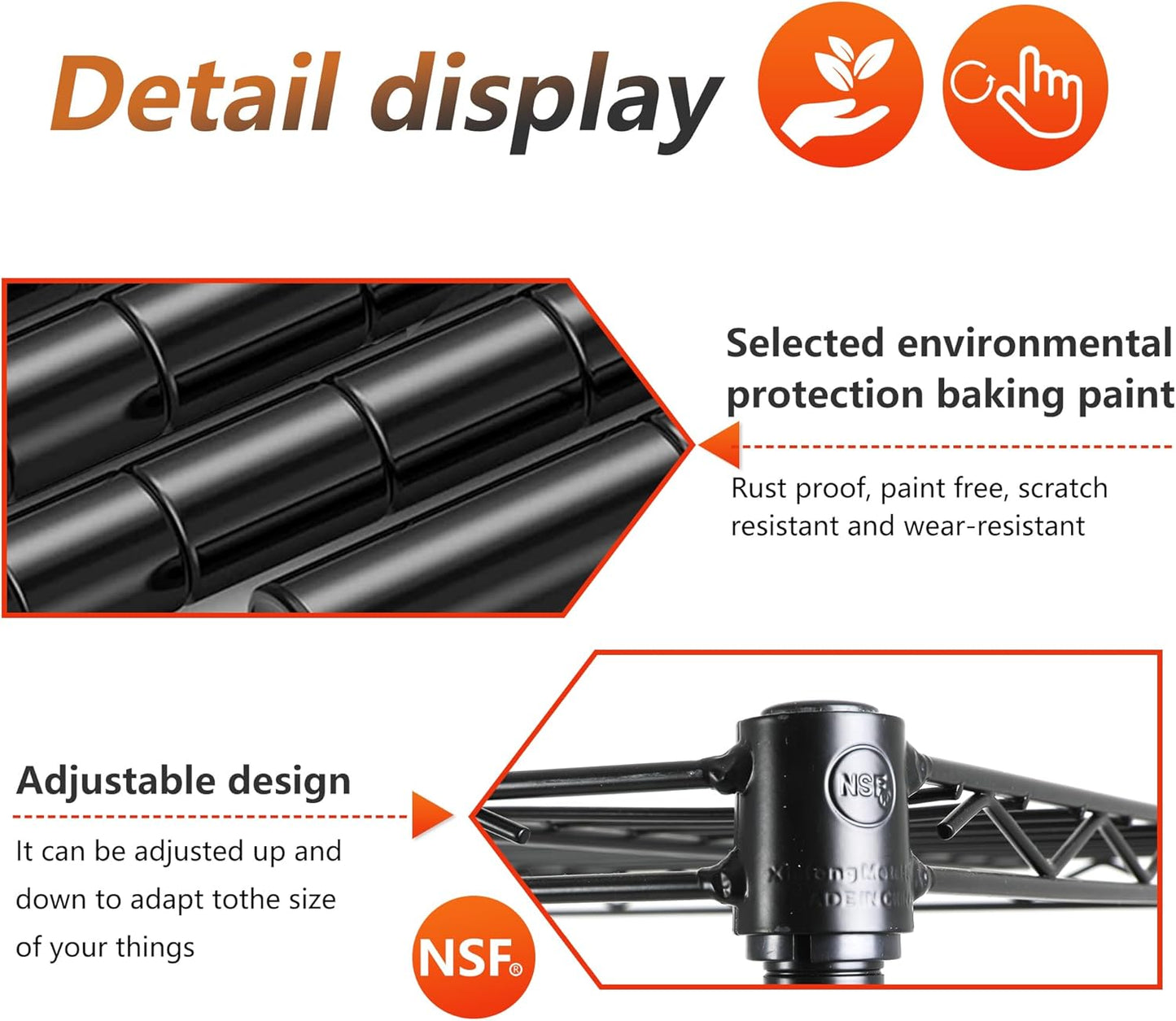 FDW Adjustable 5-Tier Metal Shelf with Wheels, 250 lbs Capacity, Easy Assembly, Ideal for Small Spaces