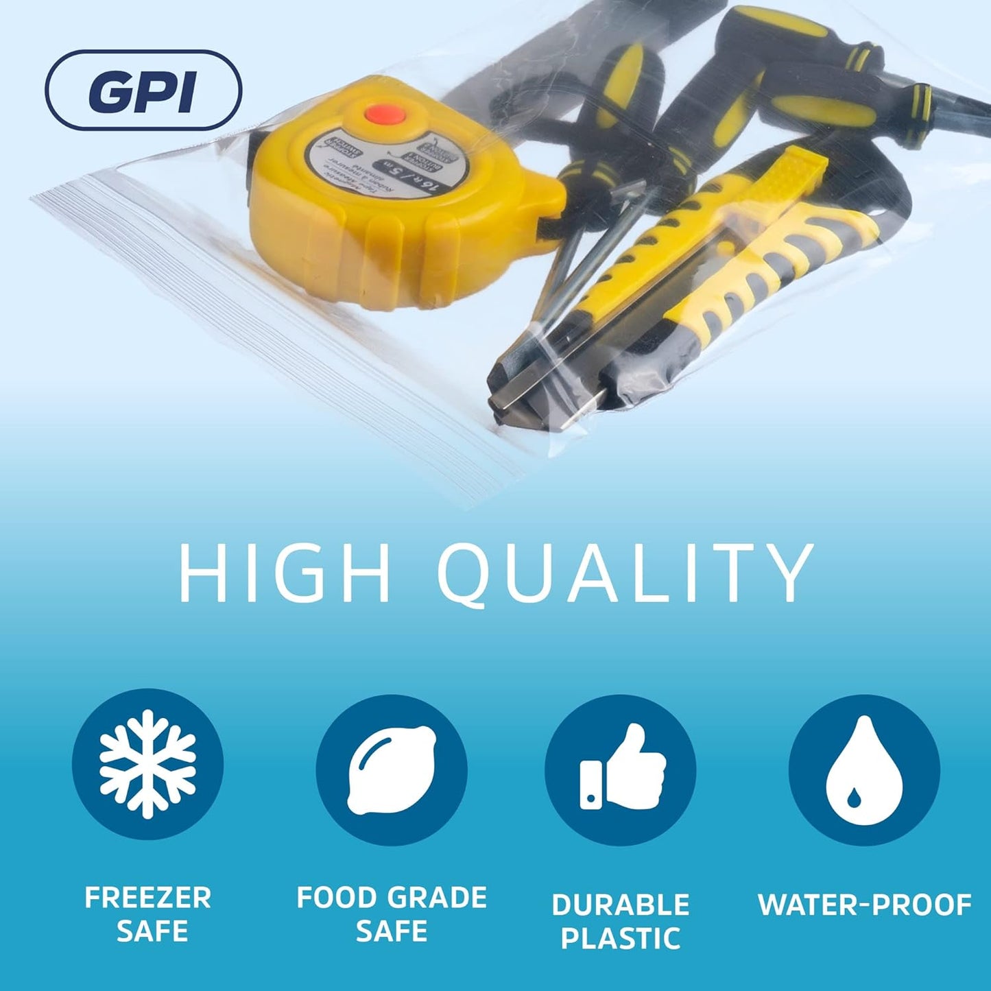 CLEAR PLASTIC RECLOSABLE ZIP BAGS - Bulk GPI Pack Of 500 5" x 8" 4mil Thick Heavy Duty strong & Durable Poly Baggies With Resealable Zipper Lock For Travel, Storage, Packaging & Shipping.