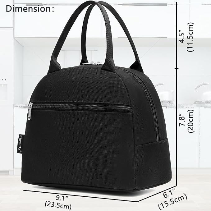 FlowFly Insulated Lunch Cooler Bag - Tote Bag Organizer for Women/Men, Black
