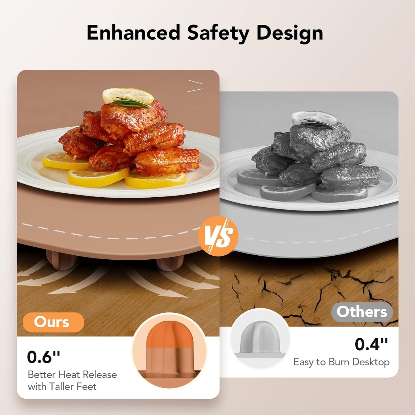 Food Warming Mat, Electric Warming Tray for Buffets & Parties, Silicone Heating Mat for Food with 9 Temperature Settings, Roll-Up Storage, 25.8"x15.6", Brown