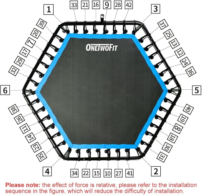 ONETWOFIT 48" Silent Mini Trampoline with Adjustable Handle Bar Fitness Trampoline Bungee Rebounder Jumping Cardio Trainer Workout for Adults