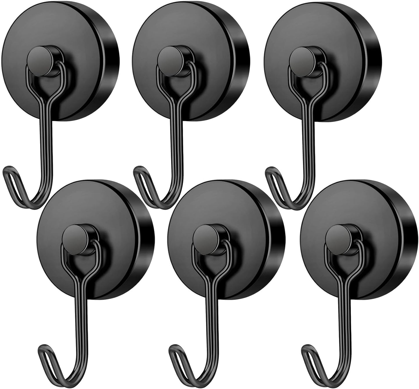 FINDMAG 100lbs+ Magnetic Hooks Heavy Duty, Extra Strong Magnetic Hooks for Cruise Cabins, Large Magnet Hooks for Refrigerator, Magnetic Hanger for Garage, Kitchen, Garden, Locker Accessories, 6 Pack