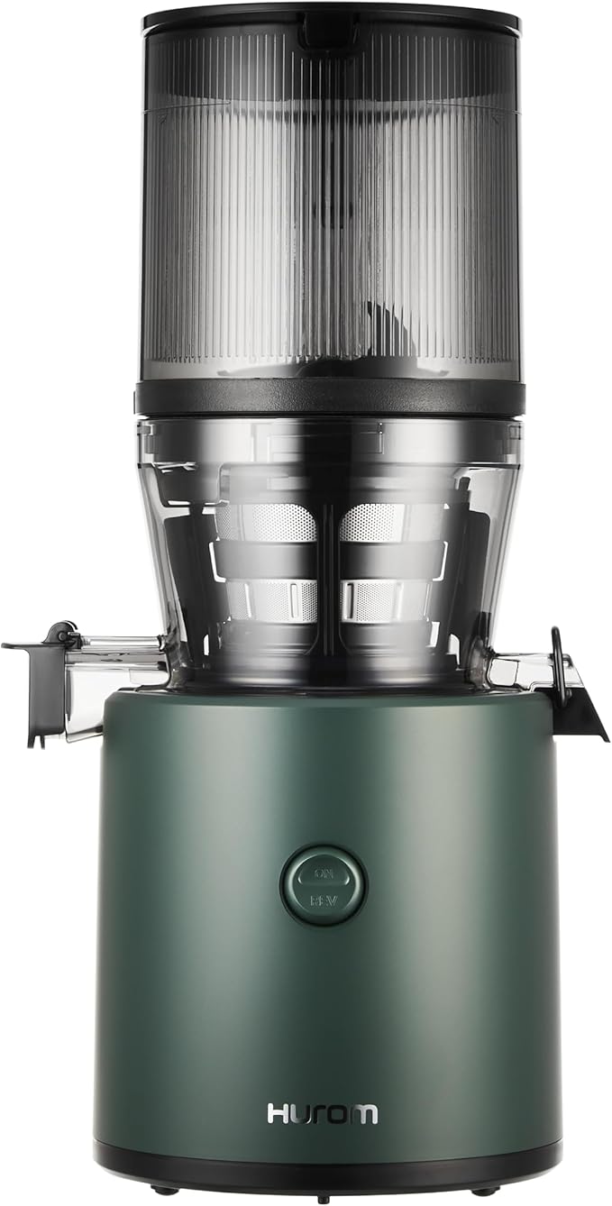 Hurom H320 Cold Press Juicer Machine, Easy to Clean Masticating Slow Juicer, Coarse Strainers, Self-Feeding, Hands Free, Family Size, Quiet Motor, Easy Assembly (Kale/Dark Green)