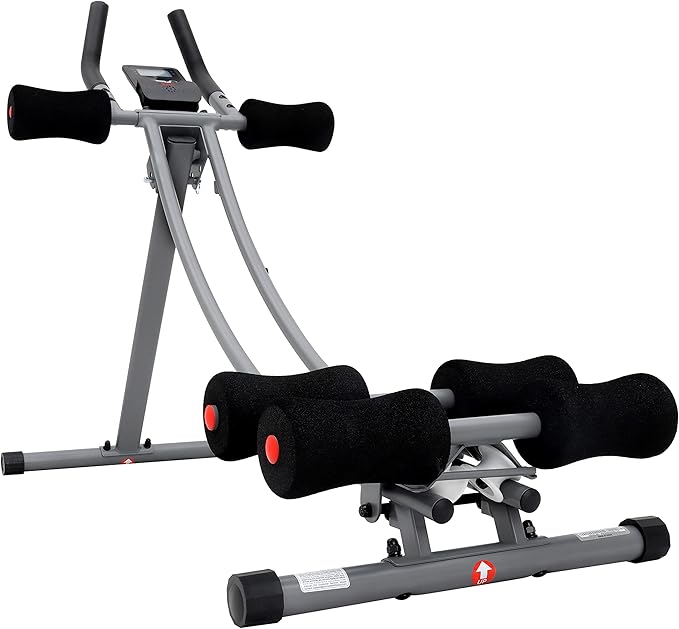 Sunny Health & Fitness Waist Trainer Ab Roller with Elbow Support, Training Wheels, Foldable for Home Gym, Abdominal Exercises, Core Strength, Glute Trainer, Crunch Workouts with Optional Dip Station