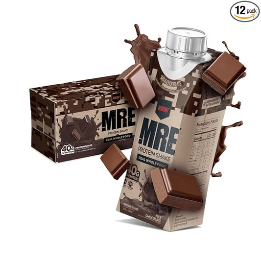 REDCON1 MRE Ready to Drink Protein Shake, Milk Chocolate - Lactose + Whey Free RTD 40gr Protein Made with Real Whole Food Protein Blends - Keto-Friendly and Easy to Digest Nutritional Shake (12 Pack)