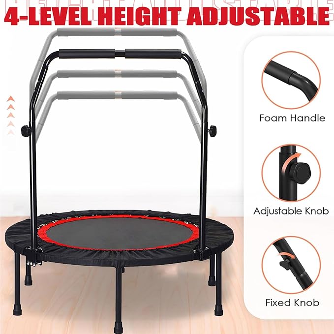 Trampoline, Portable Fitnes Foldable Trampoline in-Home Mini Rebounder, Exercise Trampoline for Kid/Adults, 40" Max Load 330lbs