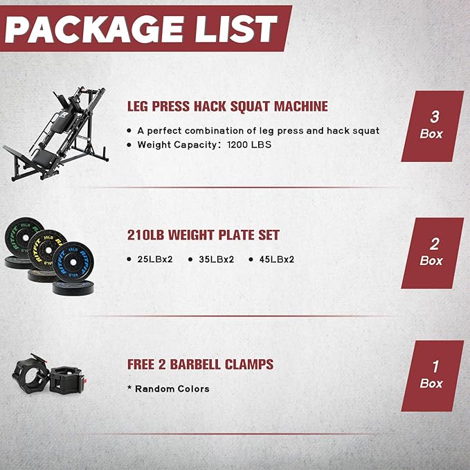 RitFit Adjustable Leg Press and Hack Squat Machine with Weight Plate Set, Professional Home Gym Equipment with Linear Bearings, Specialized for Complete Lower Body Workouts and Weight Storage Posts