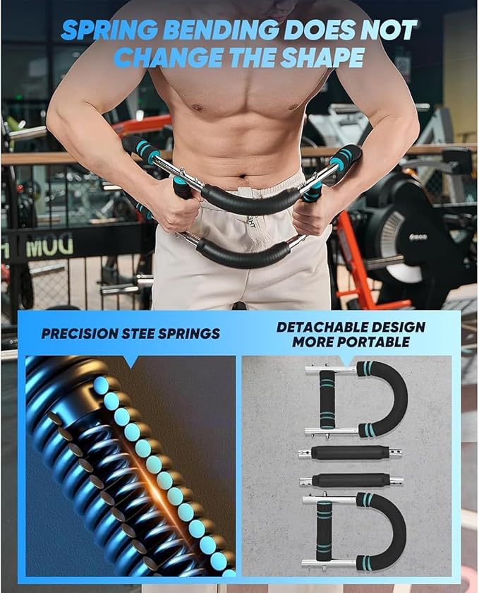 LYKAN Twister Arm Trainer, 40-100lb Adjustable Chest Workout Equipment, Arm Trainer, Twister Arm Trainer, Portable Power Twister Bar, Detachable Design Fitness Anywhere