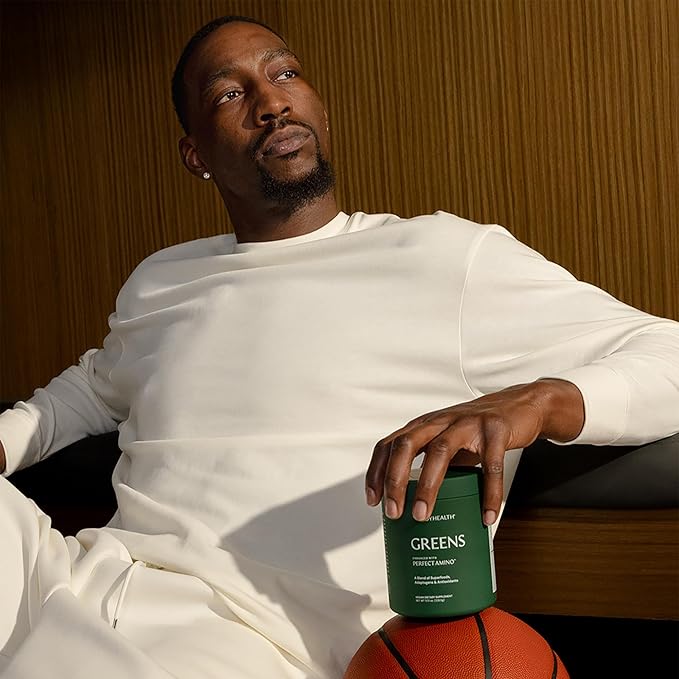 BodyHealth Greens Enhanced with PerfectAmino - Daily Superfood Green Apple Smoothie Powder with Vegetables, Fruit, Antioxidants, Prebiotics, Probiotics, Fiber, and Protein - 40 Servings