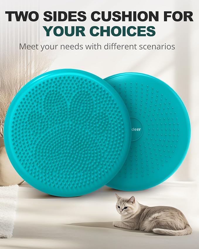 Trideer Wobble Cushion with Inflation Pump - Wiggle Seat for Sensory Kids(Multiple Colors), Balance Disc (Extra Thick)