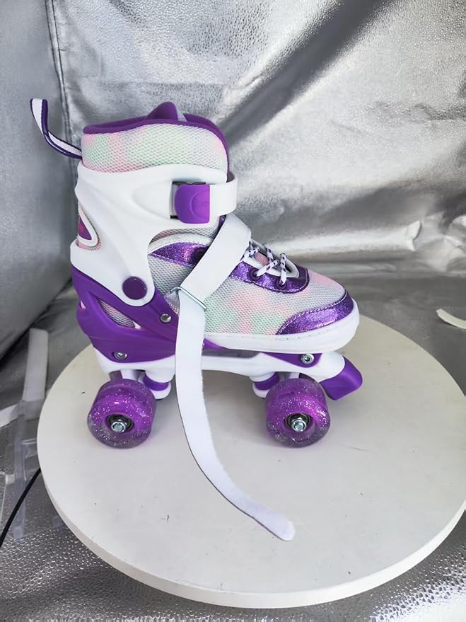 Kids Roller Skates for Girls-Outdoor 4 Size Adjustable Butterfly Quad Rollerskates for Indoor Ages 3-12 Years Beginners Children's Birthday Gift with Light Up Wheels patines para niñas Indoor