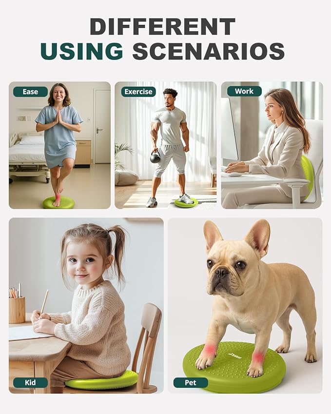 Trideer Wobble Cushion with Inflation Pump - Wiggle Seat for Sensory Kids(Multiple Colors), Balance Disc (Extra Thick)