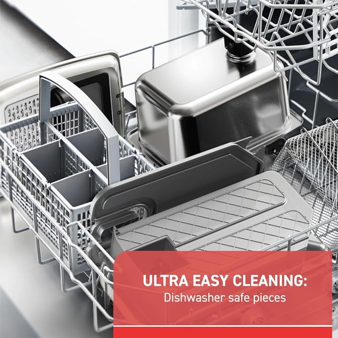 T-fal Compact EZ Clean Stainless Steel Deep Fryer with Basket 1.8 Liter Oil and 1.7 Pound Food Capacity 1200 Watts Easy Clean, Temp Control, Oil Filtration, Dishwasher Safe Parts, 1.8 Liters