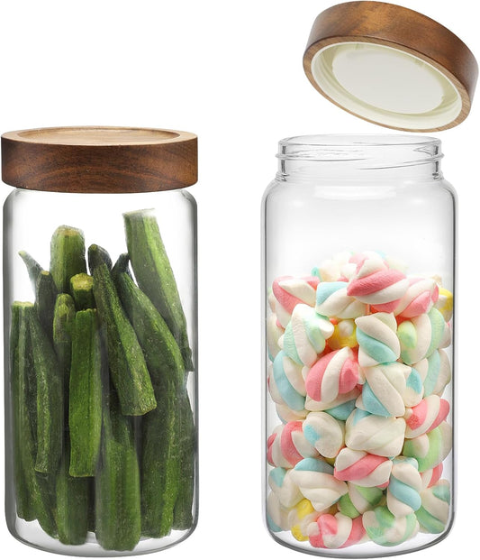 Glass Jar with Screw Top Lid 37oz Borosilicate Glass Spice Jars Seasoning Containers Kitchen Glass Food Storage Canisters for Pantry Liquid Tea Bath Salts Fermenting