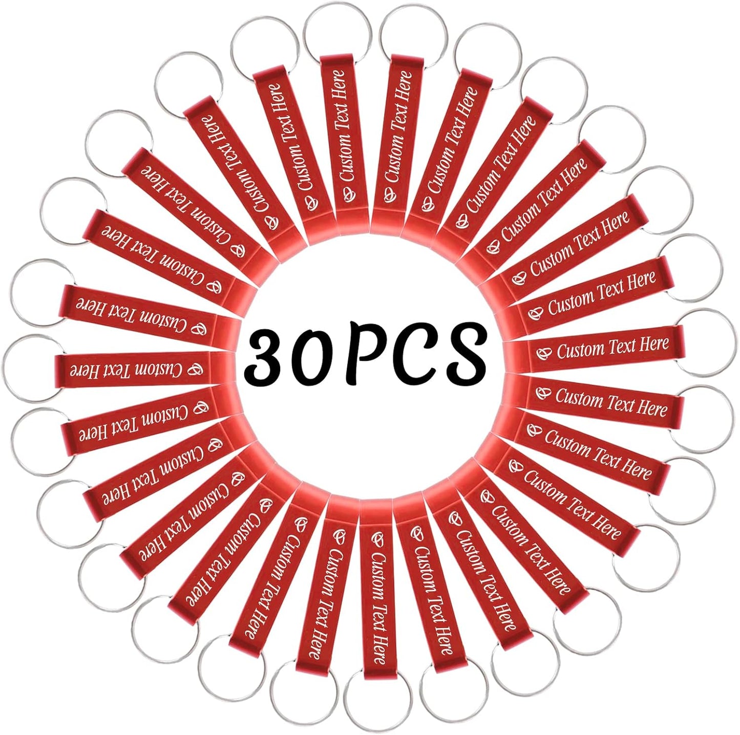 30PCS Personalized Bottle Opener Keychain Bulk Custom Beer Bottle Opener with Logo Text Engraved Wedding Bottle Opener Favors Customized Gifts for Guests Baby Shower Birthday Party-Red