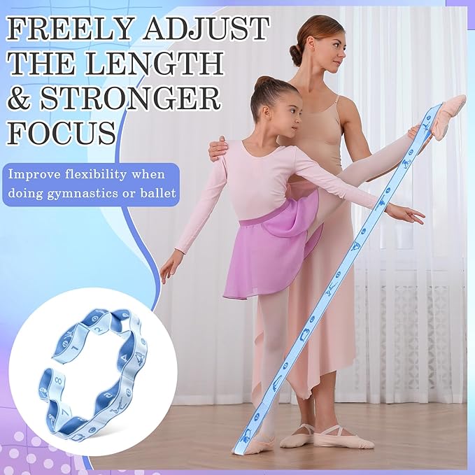 Stretch Strap for Kids Elastic Gymnastics Stretching Ballet Dance Band with 8 Loops Adjustable Exercise Training Resistance Strap for Children Stuff Pilates Latin Yoga Equipment
