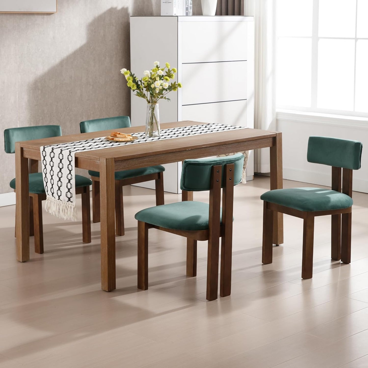 chairus Dining Chairs Set of 6 Velvet Diner Chairs Modern Wood Chairs for Kitchen and Dining Room, Green