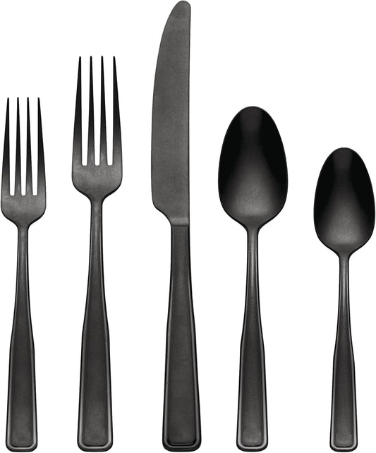Oneida 896758 Reid Vintage Black Tumbled 20 Piece Flatware Set