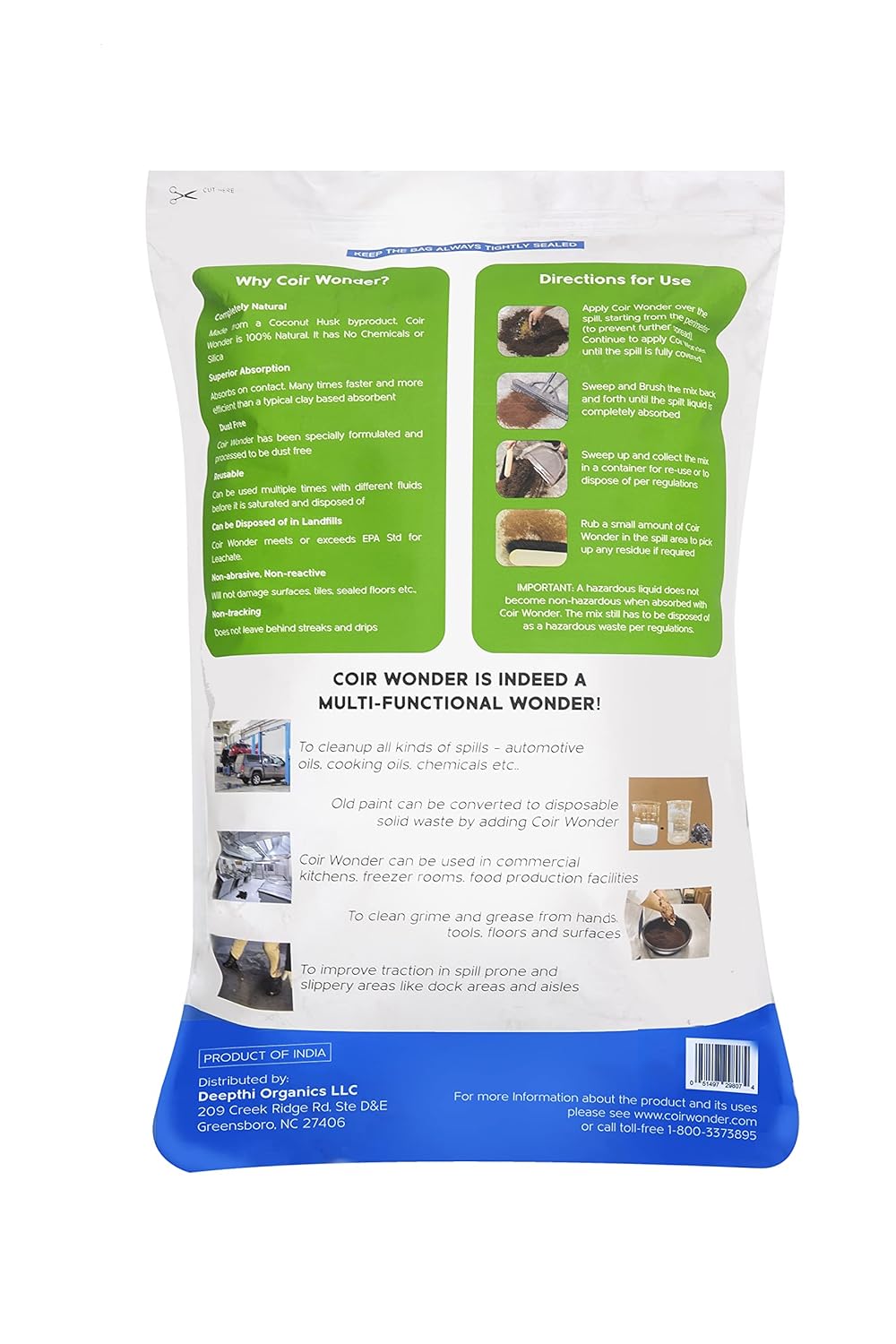 3-in-1 Oil Absorbent, Paint Hardener & Sweeping Compound – 15L (5.3 Lb) – Absorbs 10 Quarts Oil, Solidifies 33 Cups Cooking Oil – Eco-Friendly Spill Cleanup Granules for Shop, Garage, Home