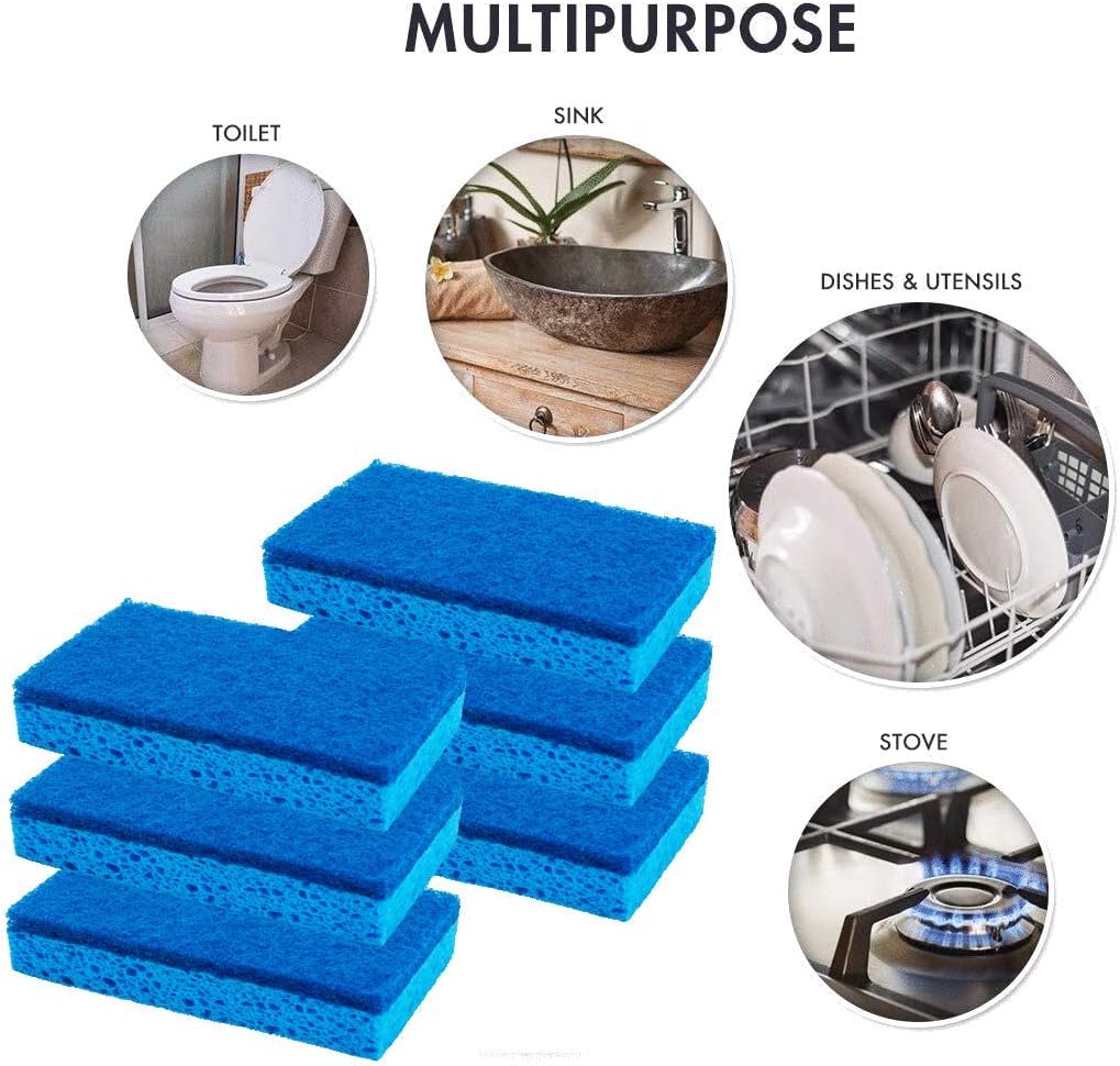 Scrubit Non-Scratch Cleaning Scrub Sponges- Scrubbing Dish Sponge Ideal for Washing Kitchen,Dishes, Bathroom &More – Dishwashing Sponge Along with A Thought Scrubber – 6 sponges