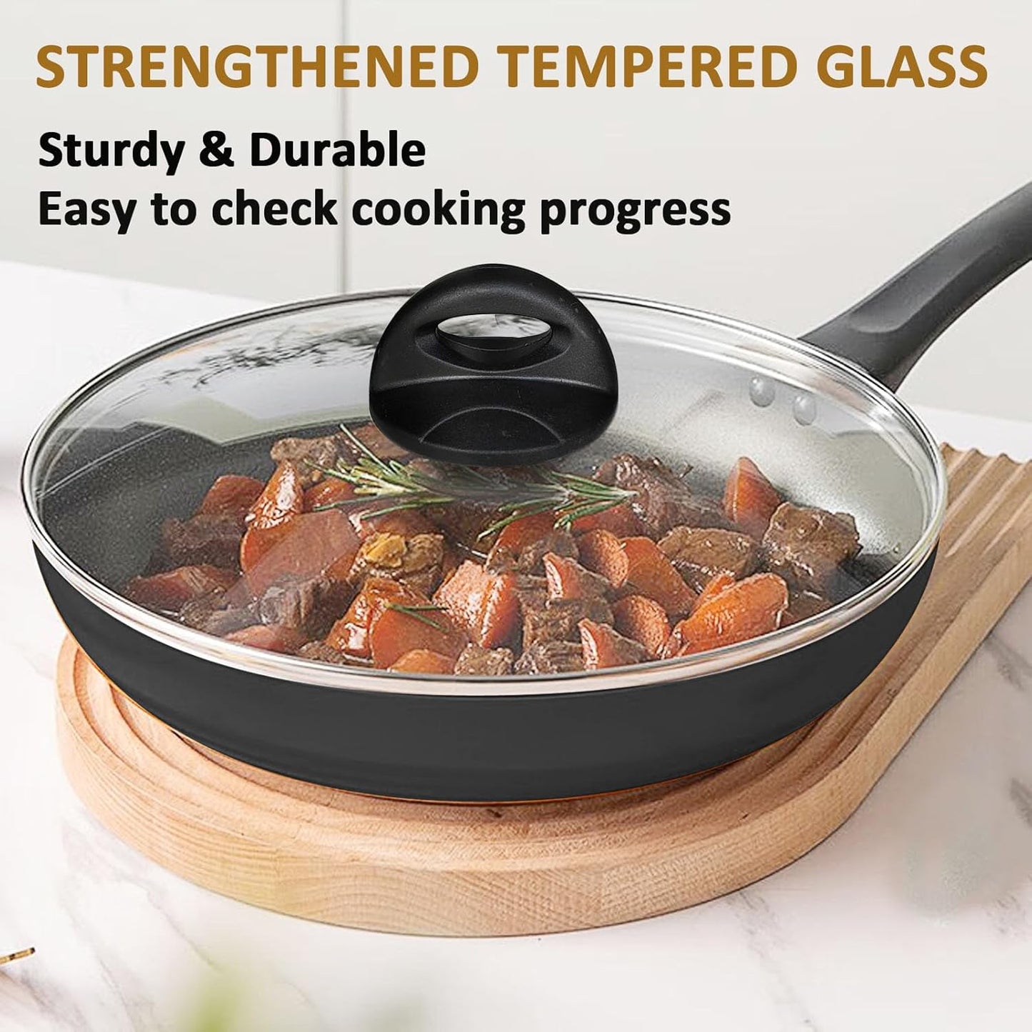 Glass Pot and Pan Lids, Universal Kitchen Cookware Covers (9.25 Inch)