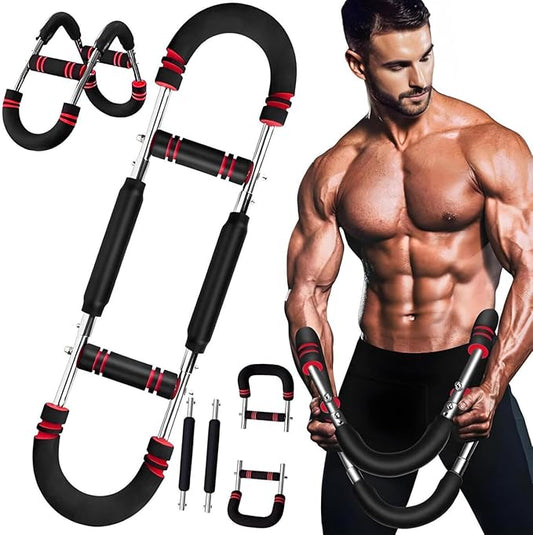 Twister Arm Trainer - Adjustable Forearm Strengthener, Arm Exercise Equipment, Chest Workout Equipment, Portable Spring Resistance for Home Workout Equipment (Red)