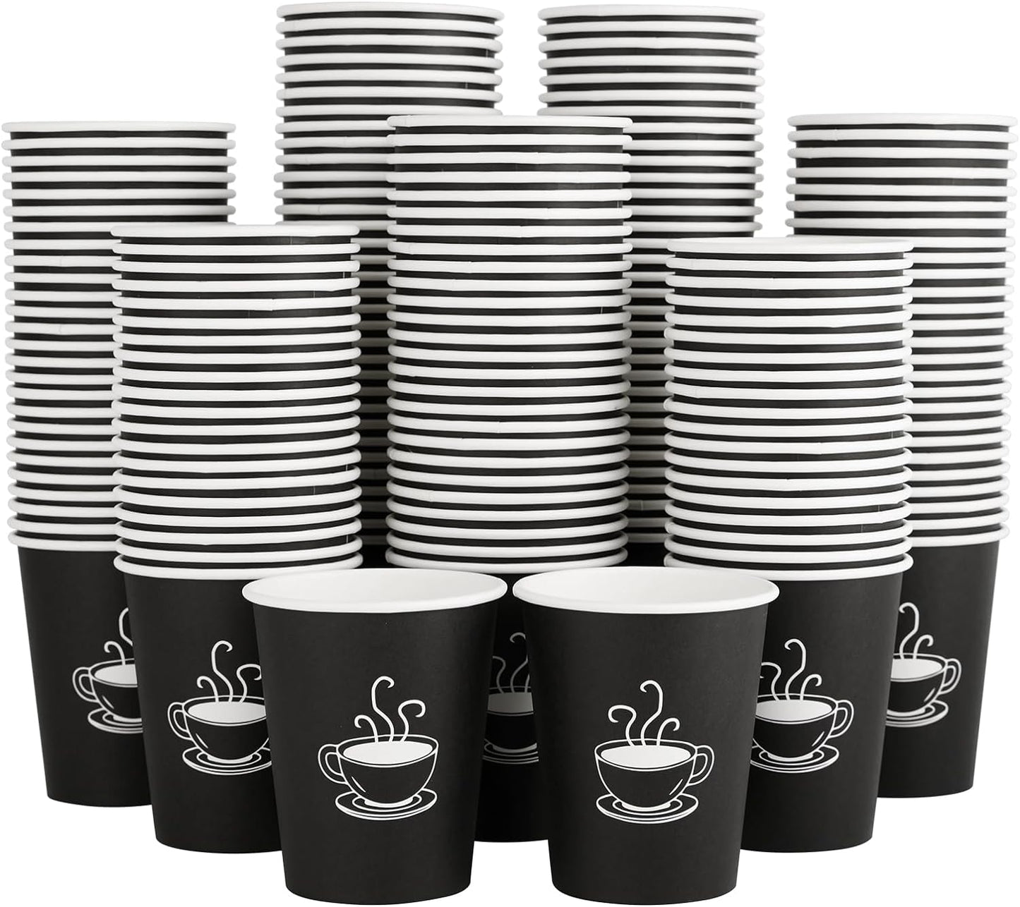 360 Pack 8 oz Paper Coffee Cups, Disposable Black Paper Cups for Hot Beverage, Drinking Water, Used for Cafes, Offices and Events