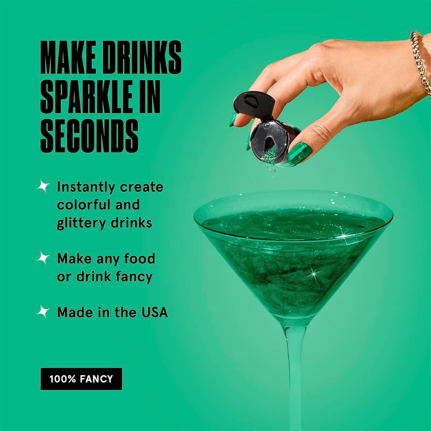 Fancy Sprinkles Emerald Green Premium Edible Glitter, 100% Edible Glitter for Sparkling Food & Drinks No Taste or Texture (4gm)