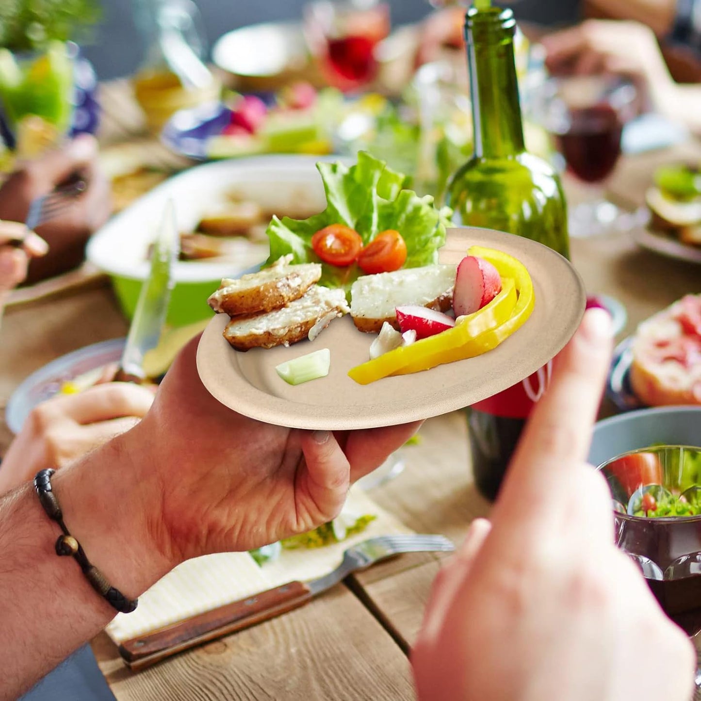 300 Pack Small Compostable Paper Plates, 6 inch, Dessert, Brown