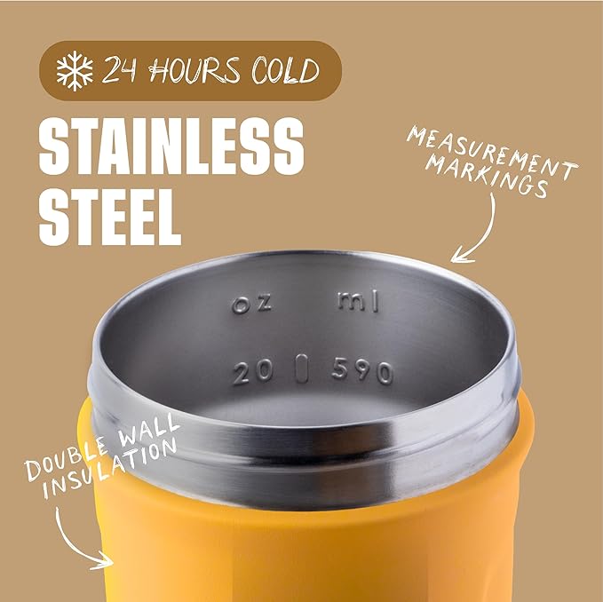 BlenderBottle Sport Insulated Stainless Steel Shaker Bottle with Wire Whisk, 24-Ounce, Mango – Protein Shakes & Hydration for Athletes & Fitness Enthusiasts, Easy Mixing, Keeps Drinks Cold, Lockable Lid