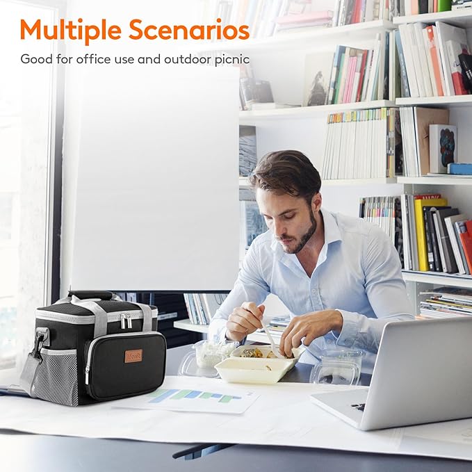 Lifewit Medium Lunch Bag Insulated Lunch Box Soft Cooler Cooling Tote for Adult Men Women, Gray and Black 12-Can (9L)