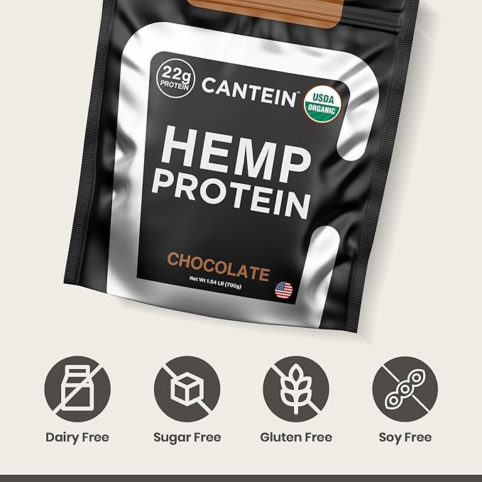 Organic Hemp Protein, Vegan Protein Powder, Clean Plant Based Protein Powder, Non Dairy Protein, Lactose Free Natural Protein, Gluten Free- 20 Servings, Chocolate