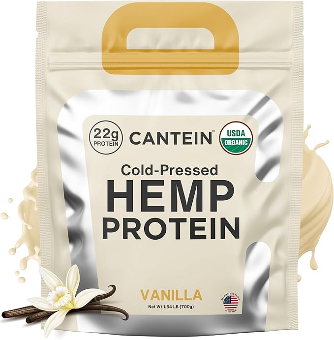 Organic Hemp Protein, Vegan Protein Powder, Clean Plant Based Protein Powder, Non Dairy Protein, Lactose Free Natural Protein, Gluten Free- 20 Servings, Vanilla