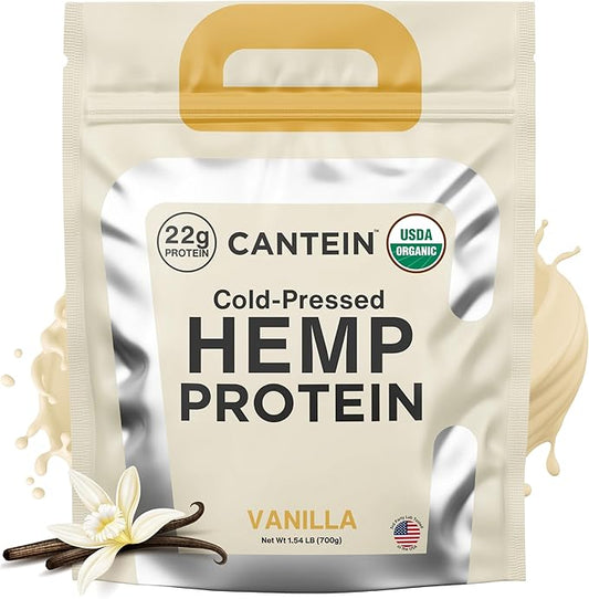 Organic Hemp Protein, Vegan Protein Powder, Clean Plant Based Protein Powder, Non Dairy Protein, Lactose Free Natural Protein, Gluten Free- 20 Servings, Vanilla