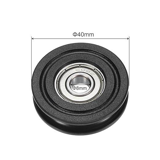 uxcell 10pcs U608ZZ Nylon Pulley U-Groove Ball Bearing 8x40x10mm U Groove Roller Wheel (GCr15) Chrome Steel Bearings, ABEC3