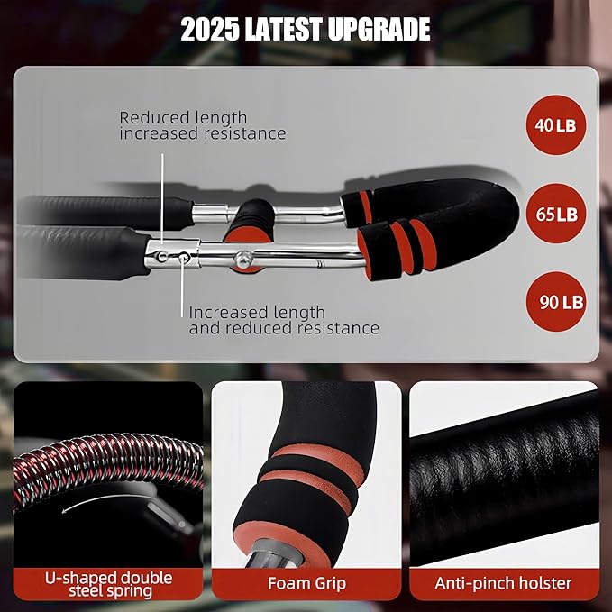 Twister Arm Trainer, 40-100lb Adjustable Twister Arm Chest Workout Equipment for Men & Women, Adjustable Forearm Strengthener, Portable Spring Resistance for Home Fitness.