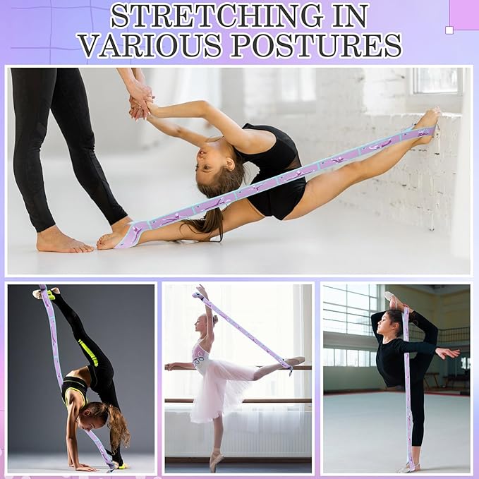 Stretch Strap for Kids Elastic Gymnastics Stretching Ballet Dance Band with 8 Loops Adjustable Exercise Training Resistance Strap for Children Stuff Pilates Latin Yoga Equipment