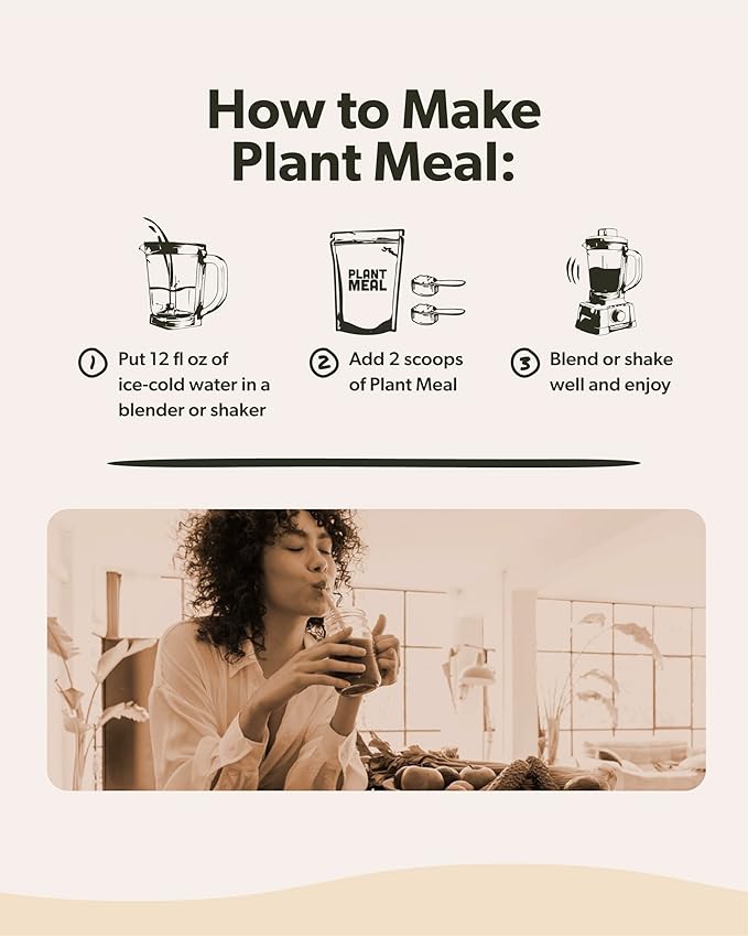 Plant Meal Replacement Shake - Vanilla - 25g of Plant Based Vegan Protein Powder, 76+ Organic Superfoods, Vitamins & Minerals, Mushrooms, Super Greens, Digestive Enzymes & Probiotics - 1 Serving