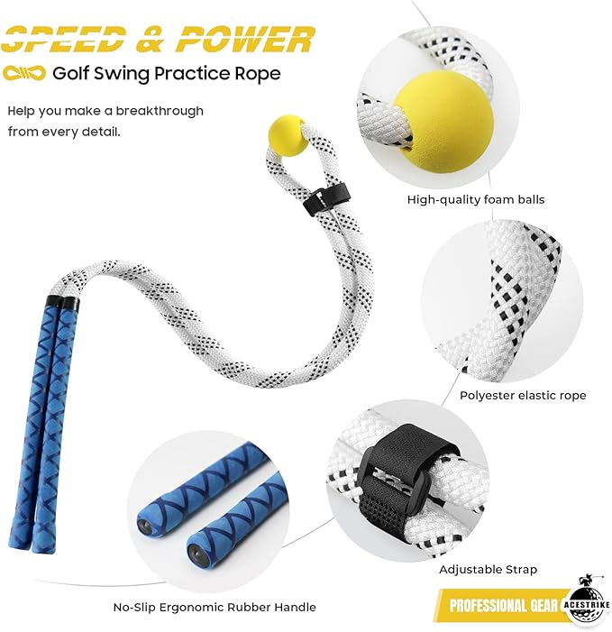 Golf Rope Swing Trainer, Golf Tyro Posture Corrector Professional Golf Training Aid, Master Tempo Golf Warm-Up Practice Equipment with Weighted Ball for Golfers of All Levels