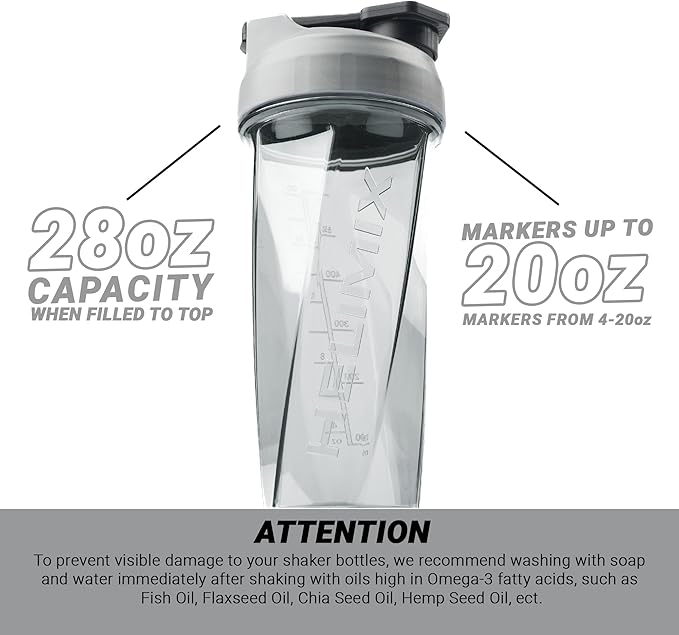 HELIMIX 2.0 Vortex Blender Shaker Bottle Holds upto 28oz | No Blending Ball or Whisk | USA Made | Portable Pre Workout Whey Protein Drink Shaker Cup | Mixes Cocktails Smoothies Shakes | Top Rack Safe