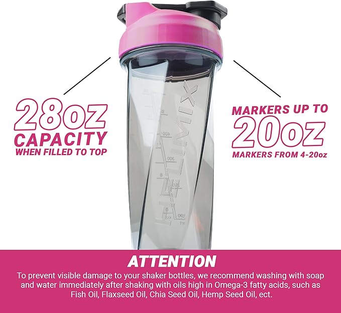 HELIMIX 2.0 Vortex Blender Shaker Bottle Holds upto 28oz | No Blending Ball or Whisk | USA Made | Portable Pre Workout Whey Protein Drink Shaker Cup | Mixes Cocktails Smoothies Shakes | Top Rack Safe