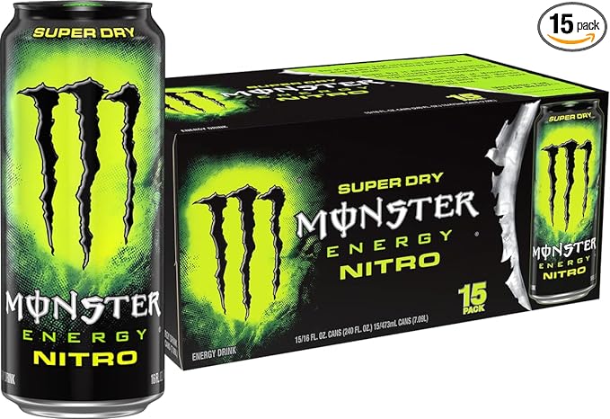 Monster Energy Nitro Super Dry, Maximum Strength, Energy Drink, 16 ounce, (Pack of 15)