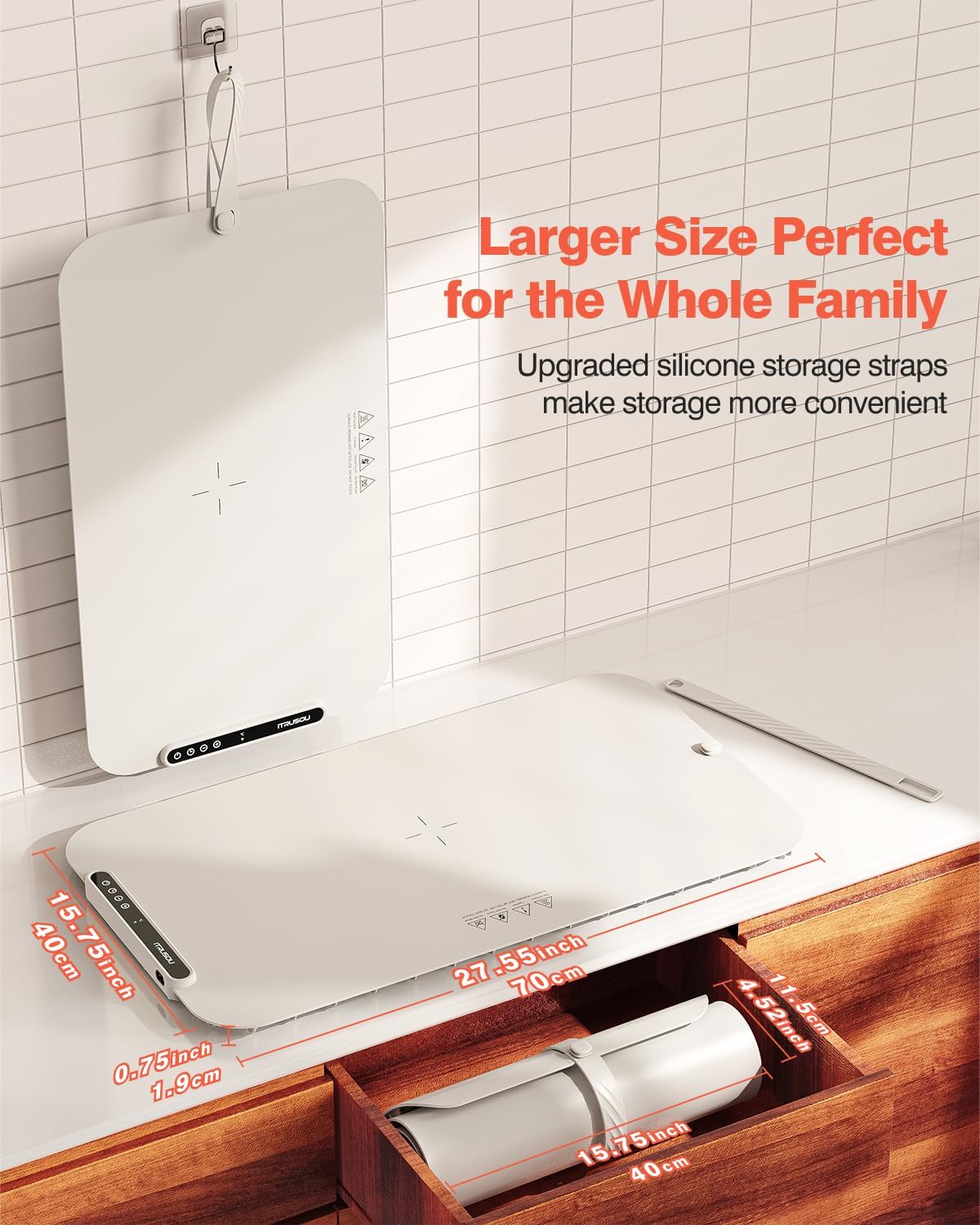 Food Warming Mat, iTRUSOU 27.5x16'' Electric Warming Tray with 7 Temp-Settings, Switchable Fahrenheit/Celsius, 99h Timer, Foldable Food Warmer Keep Food Warm at Buffet, Party, Sabbath, Daily Use