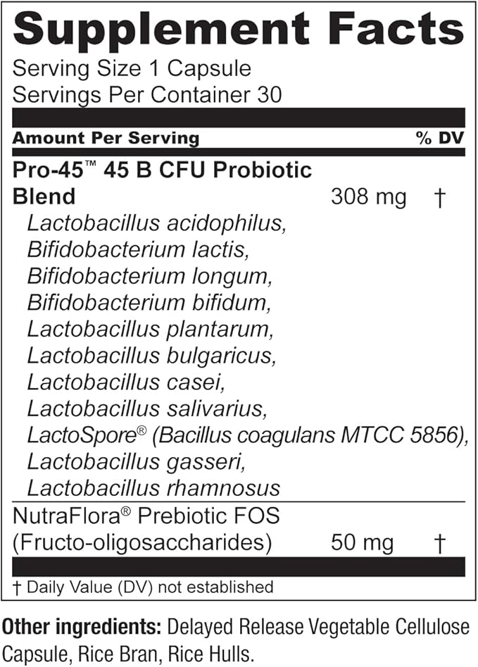 Live Conscious PRO45 Probiotics for Women & Men: Comprehensive Formula, 45 Billion CFU, 11 Strains, Dairy Free - w/Prebiotics and Probiotics - Promotes Immune & Gut Health - 30 Veggie Caps