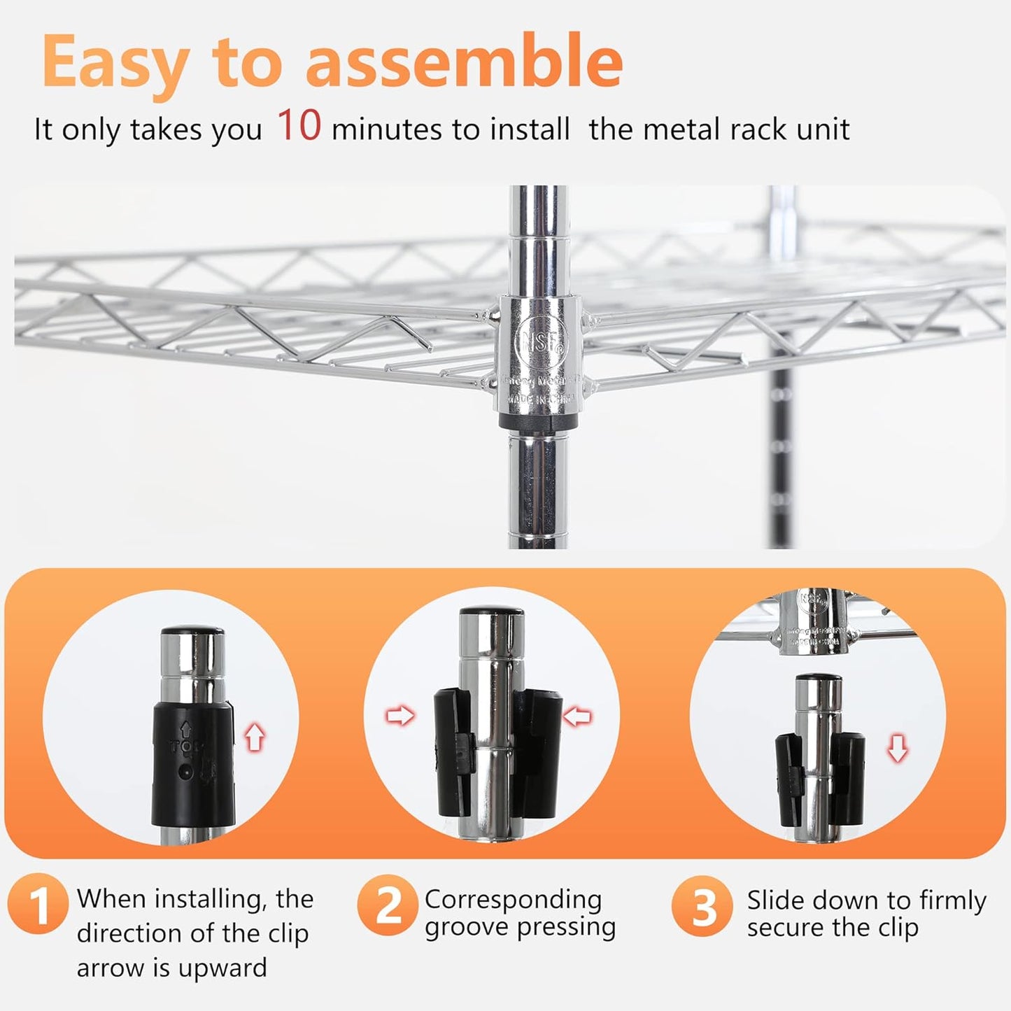 FDW 6 Tier Wire Shelving 17L x 12W x 64H Pantry Shelves Storage Rack Shelving Units Adjustable Metal Shelves for Kitchen Commercial Garage Small Places,Chrome