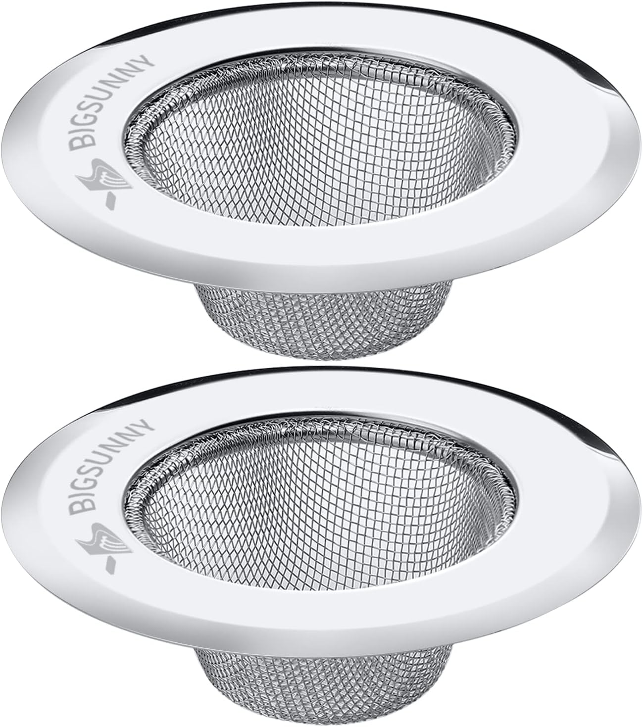 Mesh Sink Strainer Set of 2, MSY BIGSUNNY Stainless Steel Kitchen Sink Strainer Kitchen Drain Strainer with Large Wide Rim 4.5 inch Diameter for Kitchen Sinks