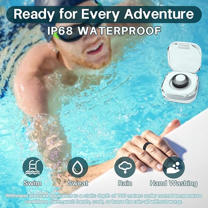 Smart Rings for Women Men,Fitness Tracker Ring,Heart Rate,Blood Oxygen,Blood Pressure,Step Tracker,Sleep Monitoring,No Subscription Fee,IP68 Waterproof Smart Ring for iPhone&Android(Gold 9)