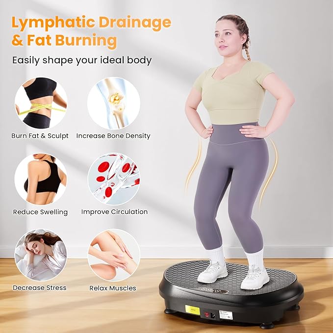 Curved Vibration Plate Exercise Machine, Vibrating Plate 400 lbs Capacity with 9 Auto Modes and 120 Adjustable Speeds, Large LED Display, Touch and Remote Control, Vibration Platform for Home