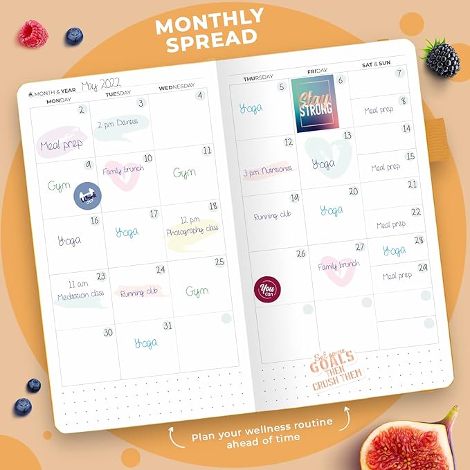 Clever Fox Wellness Planner - Weekly & Daily Health and Wellness Log, Food Journal & Meal Planner Diary for Calorie Counting, Notebook for Medical Condition Tracking – Pocket size (Amber Yellow)
